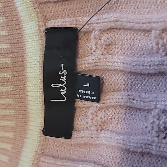 Lulu's Sweater Dress Bodycon Womens Cable Knit Large Pink Long Sleeve - Picture 9 of 9